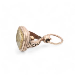Antique 9ct Gold Greyhound Intaglio &quot;Hope lightens difficulties&quot; Citrine Pendant With Split Ring