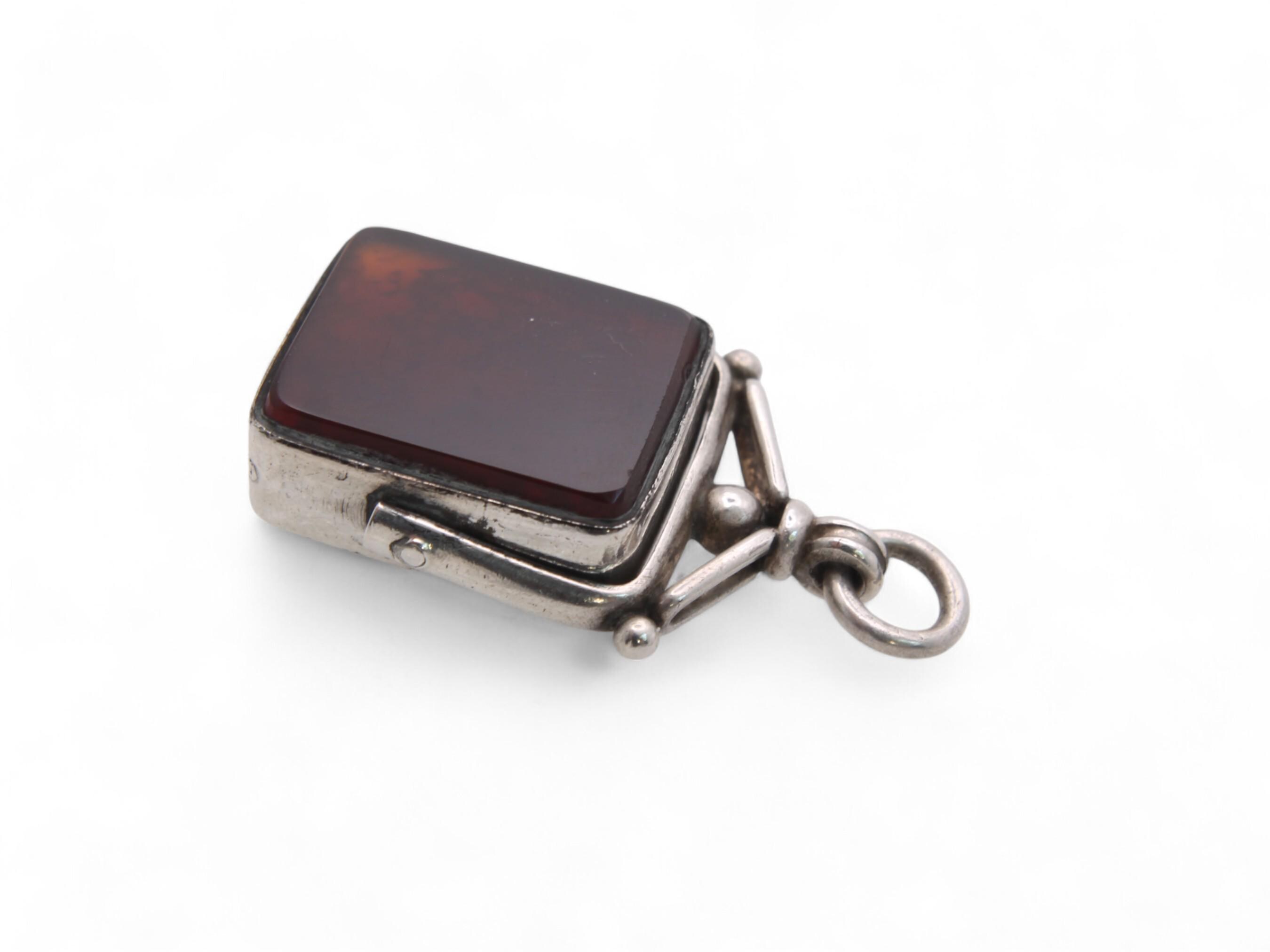 アンティーク スターリング シルバー ブラッドストーン カーネリアン