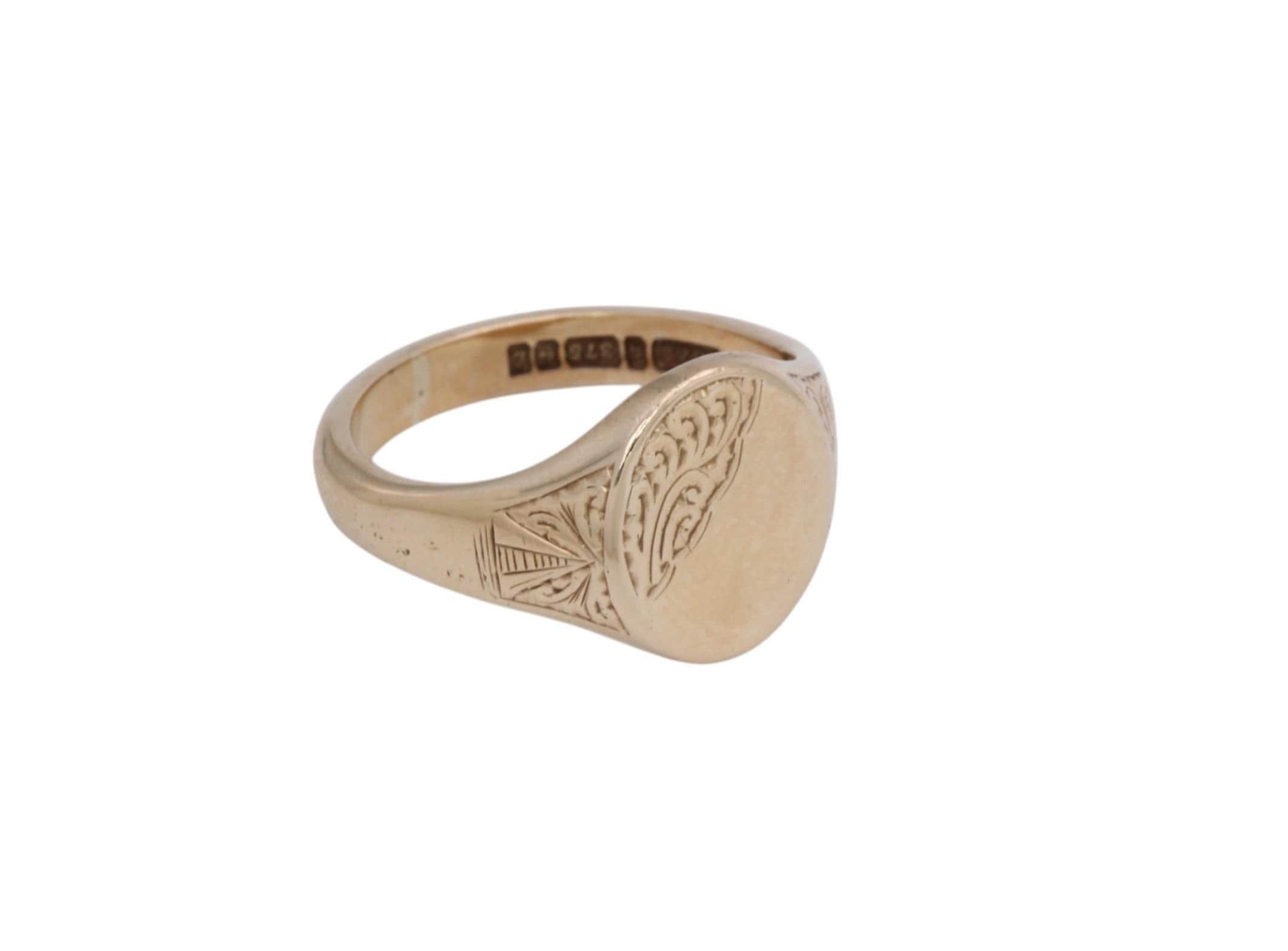 Vintage 9ct Gold Chased Signet Ring, 1960 - Etsy