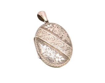 Antiek 9 kt goud Chased Forget Me Not-bloemen medaillon
