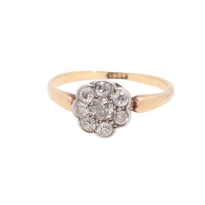Antique 18ct Gold & Platinum Diamond Cluster Daisy Ring, 0.42ct