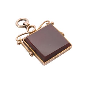 Antique 9ct Gold Bloodstone Carnelian Spinner Pendant