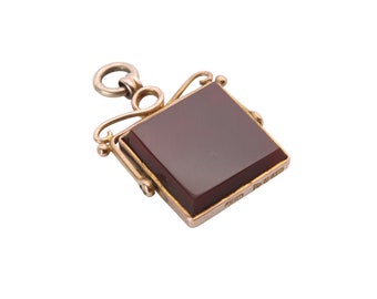 Antique 9ct Gold Bloodstone Carnelian Spinner Pendant