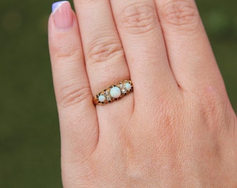 Antique Victorian Opal and Diamond Ring - 1896