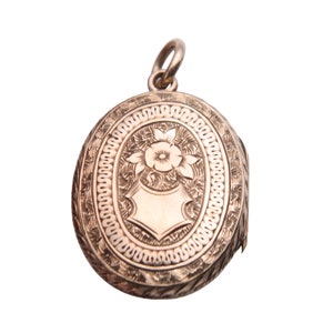 Antique 9ct Gold Back & Front Decorative Forget-me-not Locket