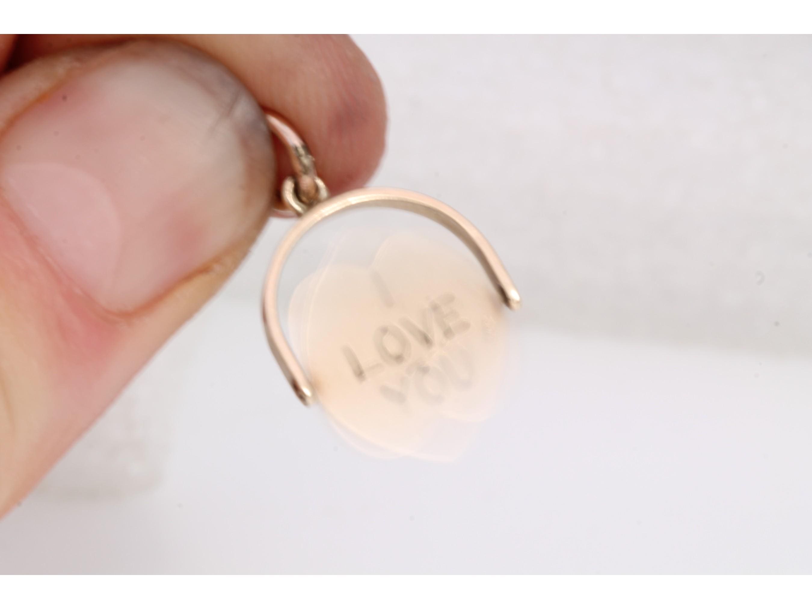 Pendentif Cœur Ancien Style Plaque Or Avec Message « Je T’aime » – Médaillon Photo En Pierre