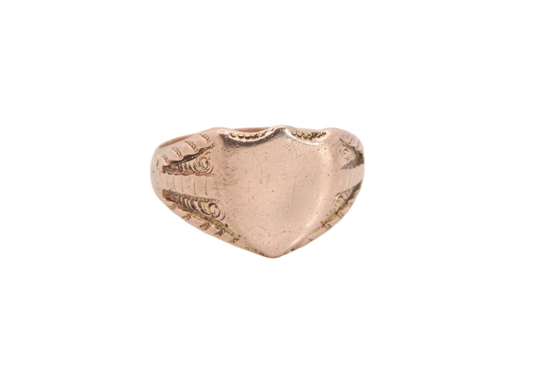 Rose Rim Style Shield Antique 9ct Rose Gold Shield Signet Ring - Etsy