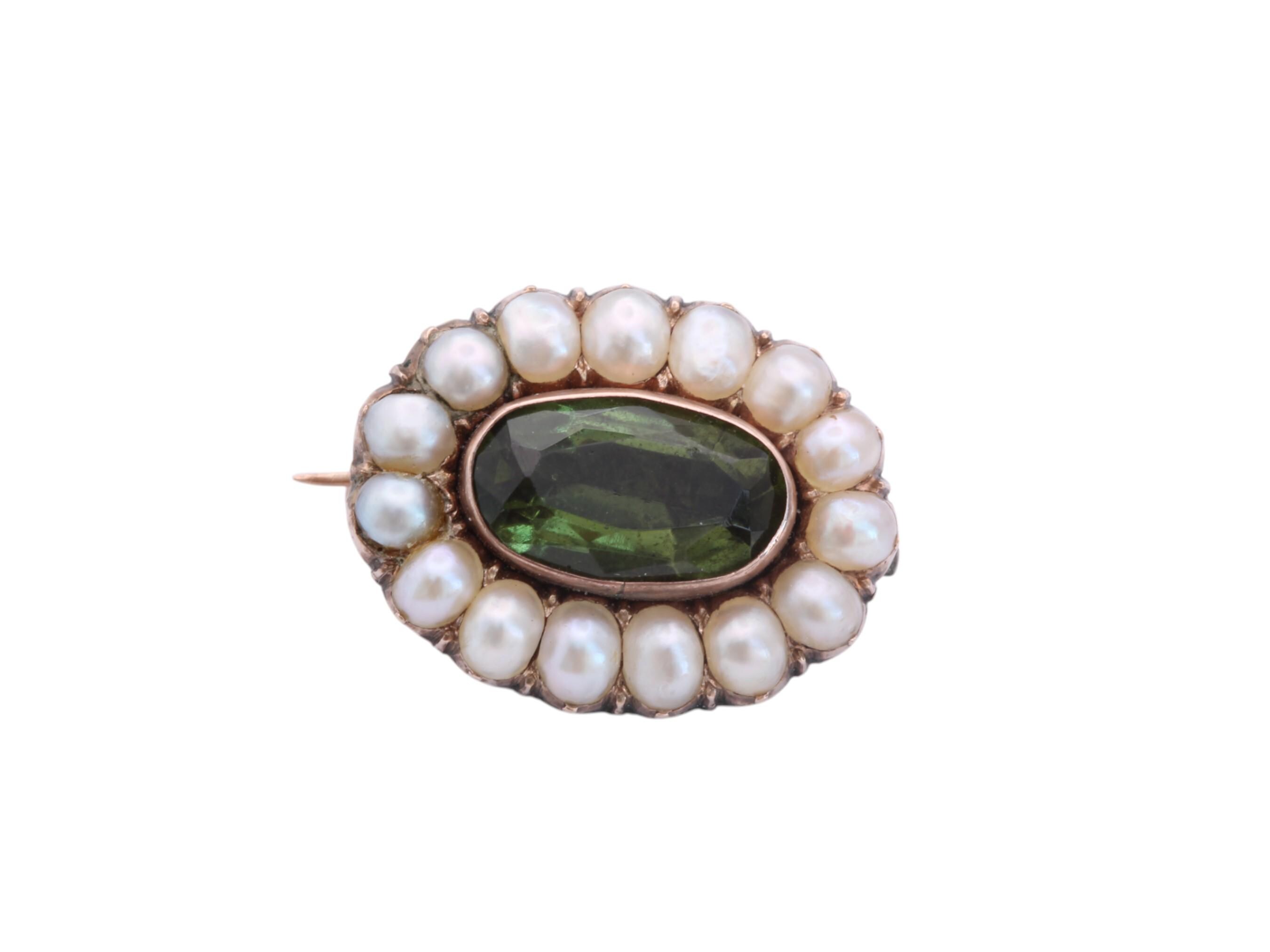 Antique 9ct Rose Gold Peridot & Pearl Brooch - Etsy Ireland