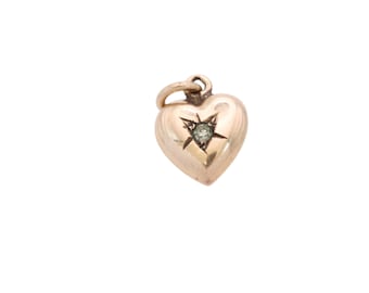 Vintage 9ct Gold Paste Heart Charm, 1963