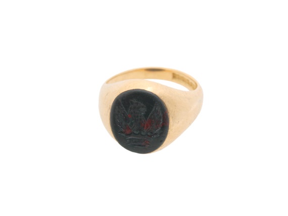 Vintage 18ct Gold Intaglio Bloodstone Signet Ring… - image 6
