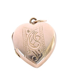 Art Deco 9ct Gold Back & Front Heart Locket
