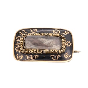 Antique Georgian 9ct Gold Enamel Mourning &#39;In Memory Of&#39; Brooch