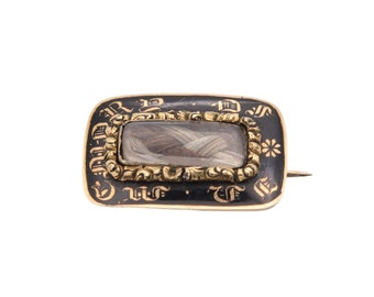 Antique Georgian 9ct Gold Enamel Mourning 'In Memory Of' Brooch