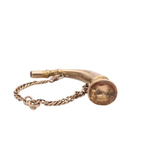 Antique 9ct Gold Decorative Hunting Horn Watch Key