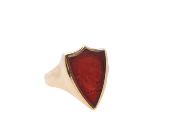 Antique 18ct Gold Carnelian Intaglio Shield Griffin Signet Ring