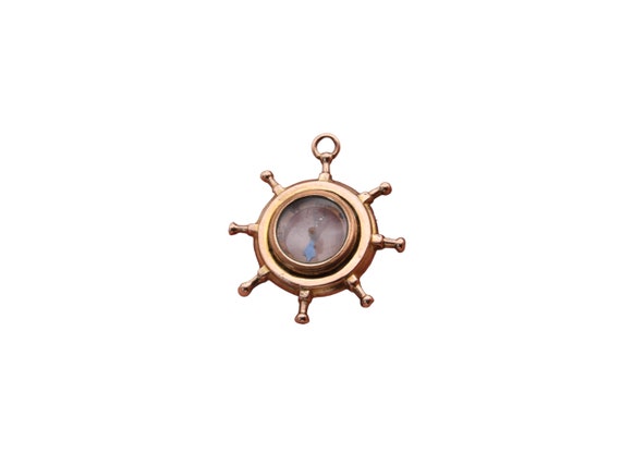 Antique 9ct Gold Ship Wheel Nautical Compass Pend… - image 7