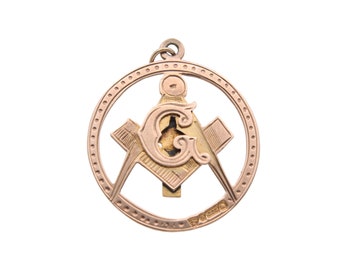 Antique 9ct Gold Masonic Pendant With Red Enamel Cross