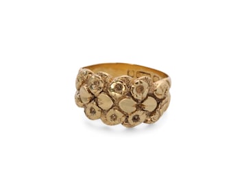 Antique 9ct Yellow Gold Floral Motif Keeper Ring, 1913
