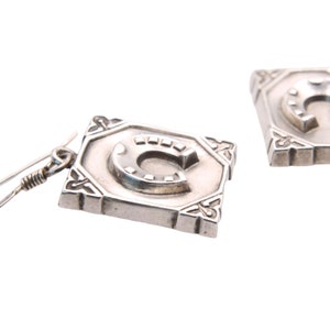 Antique Victorian Silver Horseshoe Drop Earrings 1881