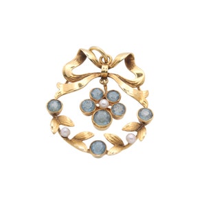 Antique 15ct Gold Topaz & Pearl Pendant