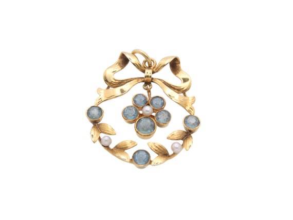 Antique 15ct Gold Topaz & Pearl Pendant