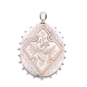 Antique Victorian Aesthetic Silver & Gold Locket, 1882