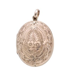 Antique 9ct Rose Gold Forget Me Not Chased Locket