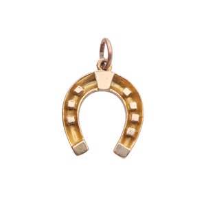 Large Vintage 9ct Solid Gold Lucky Horseshoe Pendant Charm