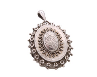 Antico medaglione vittoriano a stella in argento sterling