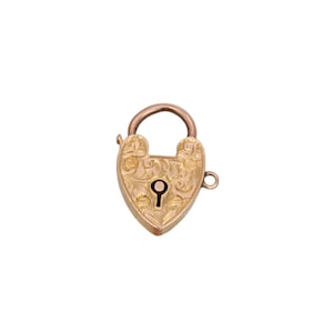 Antique 9ct Gold Chased Heart Padlock Pendant