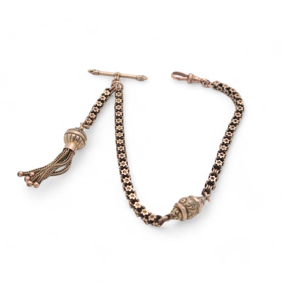 Antike Karat Gold Star Link Quaste Armband Albert Kette