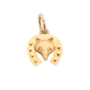 Antike 15 Karat Gold Fuchs & Hufeisen Anhänger Charme