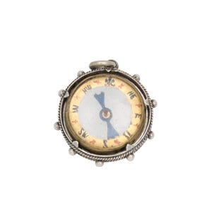 Colgante de brújula antiguo de plata de ley, 1897