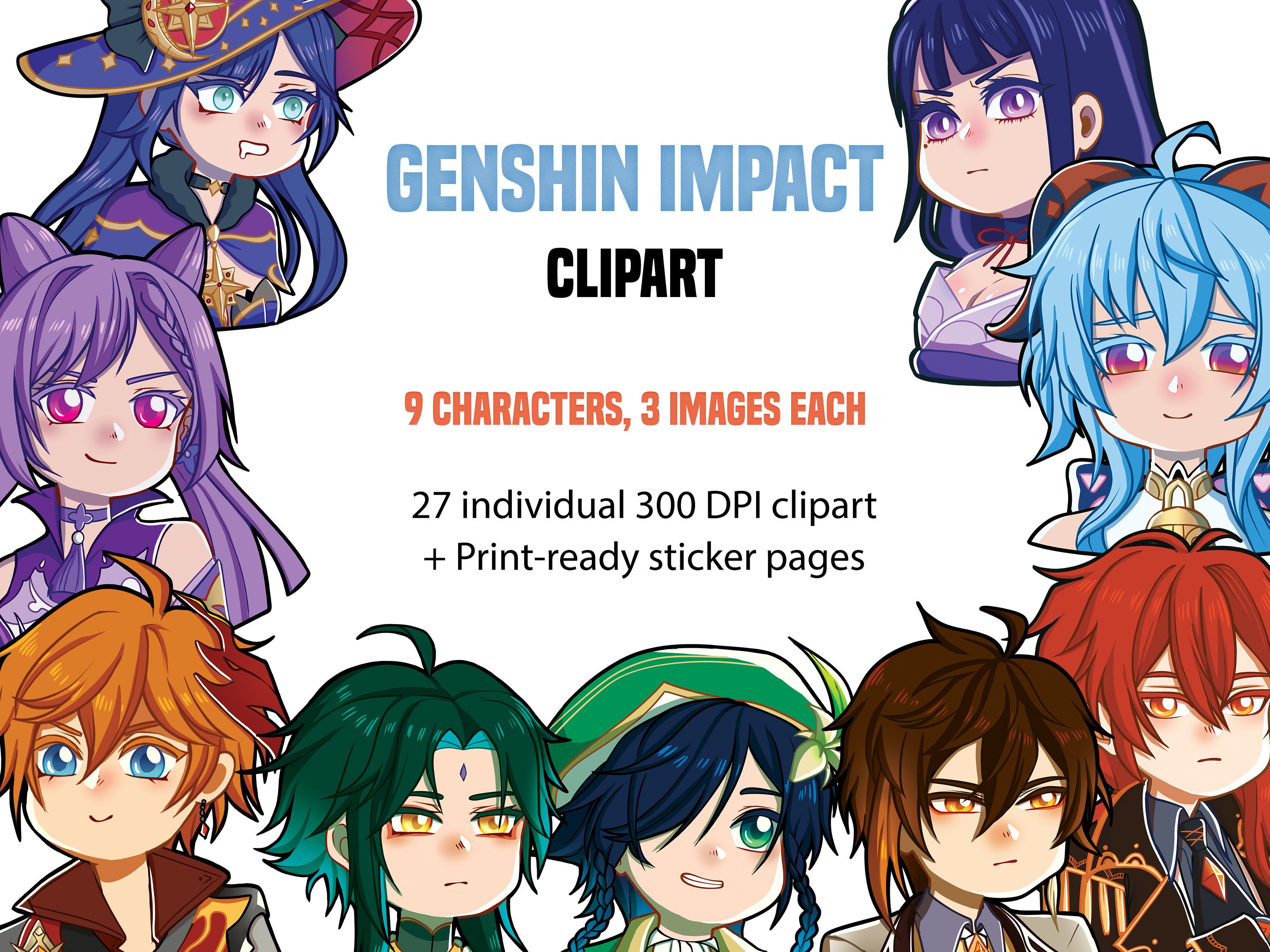 Genshin Chibi Stickers Png
