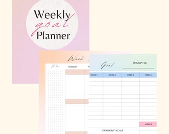 Printable Weekly Goal Planner – Undated Productivity Planner for Focus, Habits & Priorities (PDF Download)