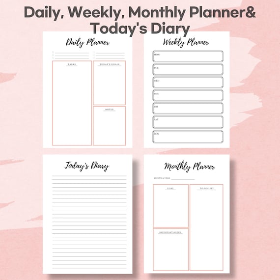 Monthly Planner Printable Daily Planner Page Weekly Planner | Etsy