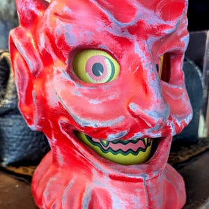 Vintage Paper Mache Style Devil Lantern 8" Halloween Decor