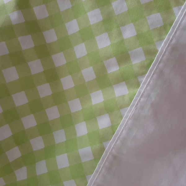 Sheet: Beautiful green and white gingham vintage sheet. Upcycled bedding. Twin size