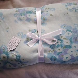 Blue Floral Flat Sheet Vintage Style by Pacific Miracle - Cozy Bedding. Double full size