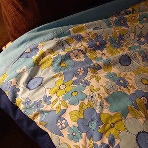 Duvet cover: gorgeous wabasso blue floral duvet cover. Made with vintage sheets. Queen size