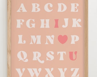 I love U alphabet print - nursery art or kids activity