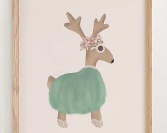 Reindeer with sunglasses- christmas in summer theme - wild flower crown deer