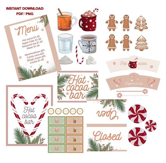 Christmas hot cocoa bar - apple cider, peppermint tea and more
