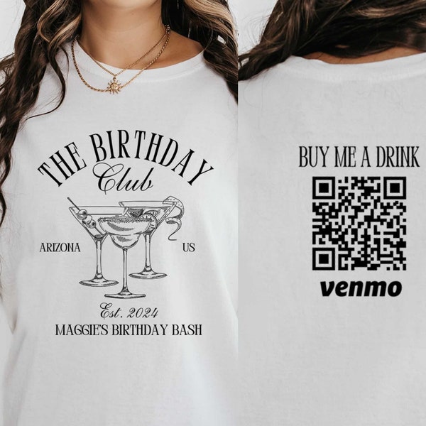 Personalized Birthday Shirt, The Birthday Club Custom Venmo Code Shirts Buy Me A Drink, Birthday Crew T Shirts, Birthday Trip Shirts