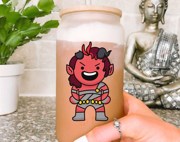 Funny Video Game Cartoon Character Glass Mug, Gaming Gift for Girlfriend, Video Game Lover Tumbler, Christmas Gift for Her