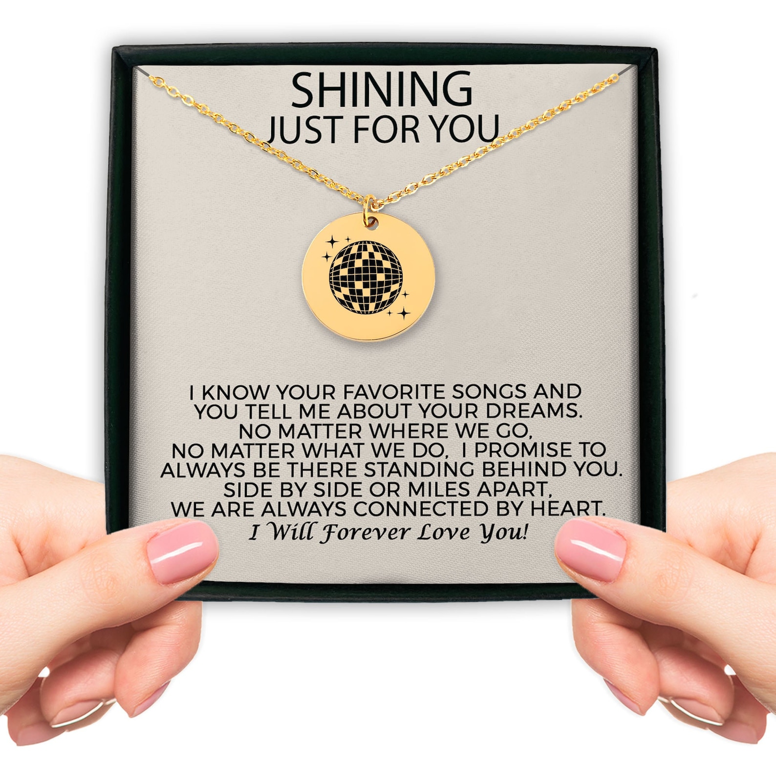 Personalized Mirrorball Necklace Shining Just for You Custom Etsy