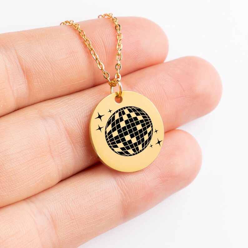 Personalized Mirrorball Necklace Shining Just for You Custom Etsy