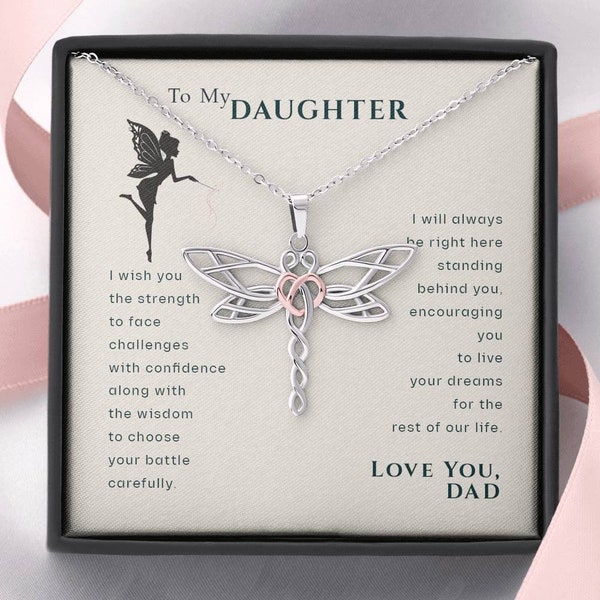 To My Daughter Live Your Dreams Dragonfly Necklace from Dad | To Daughter From Dad Gift | Daughter Gift from Dad, To My Daughter, Daughters