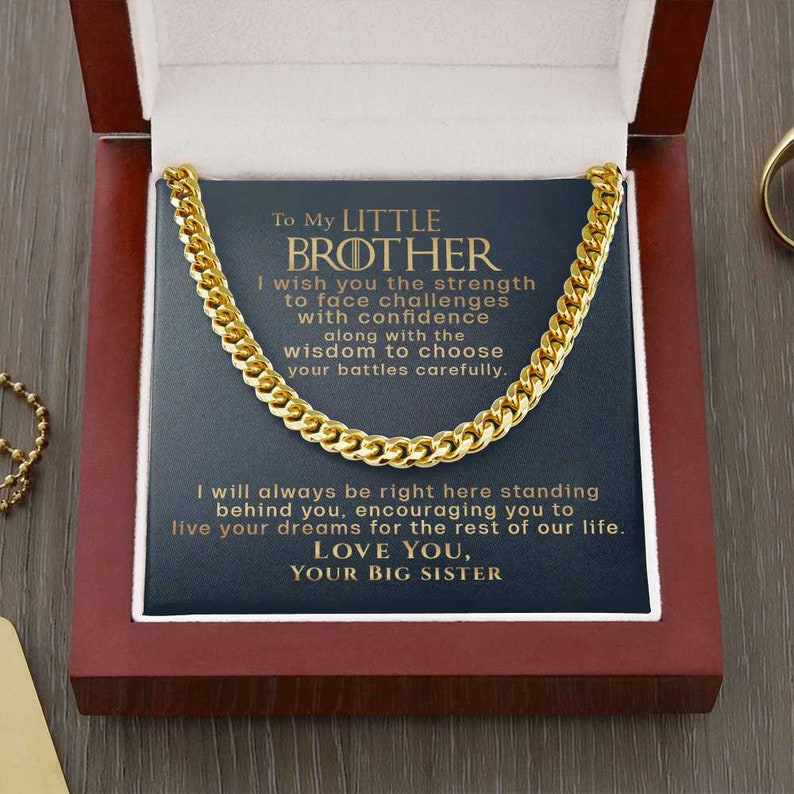 To My Little Brother Live Your Dreams Chain Necklace | Gift For Little Brother from Sister, Gift For Brother, Birthday Gift 