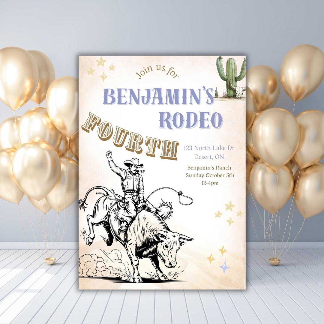 Fourth Rodeo Customizable Birthday Party Invitation - Etsy
